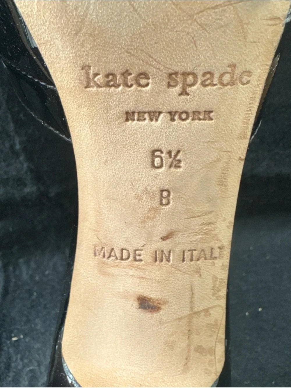 Kate Spade Black Patent Leather Platform Stiletto Heel Peep Toe Shoes Size 6.5